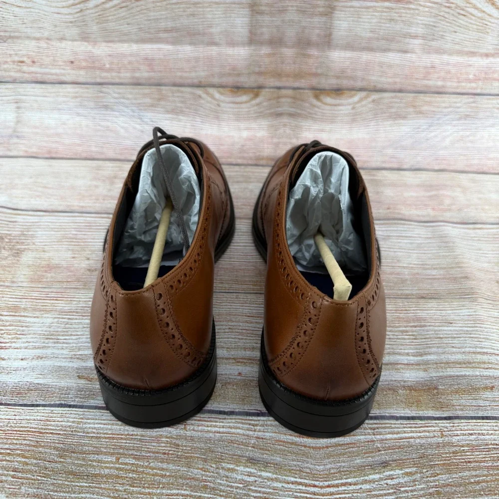 Men's Brown Leather Wingtip Oxford Dress Shoes